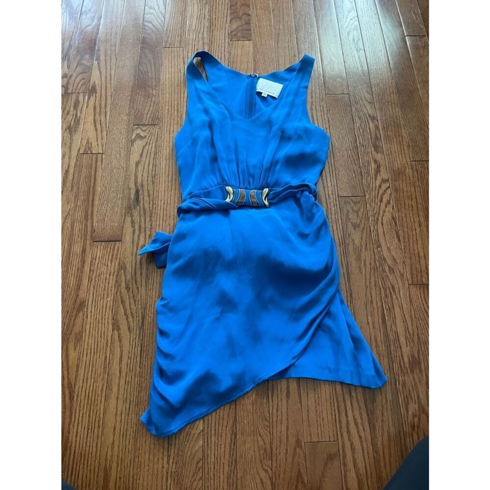 Madison Marcus Blue Sleeveless Silk Mini Dress Sz XS
